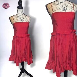 Angel Biba Little Red Corset Back Mini Sun Dress, Medium